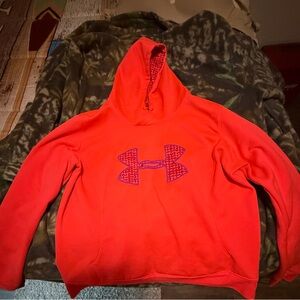 Under Armour Red Hoodie with Purple Logo